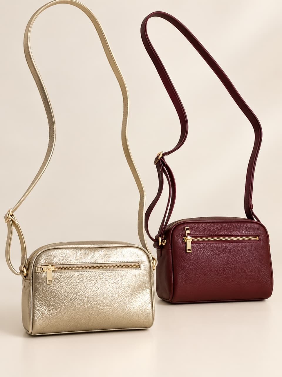 Bolsa transversal com bolso frontal com zíper