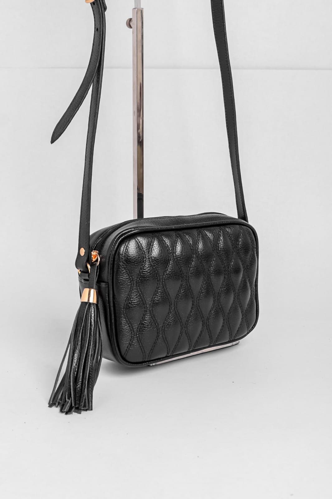 Bolsa em couro matelacer Inspiração Luiz alça transversal com zíper externo