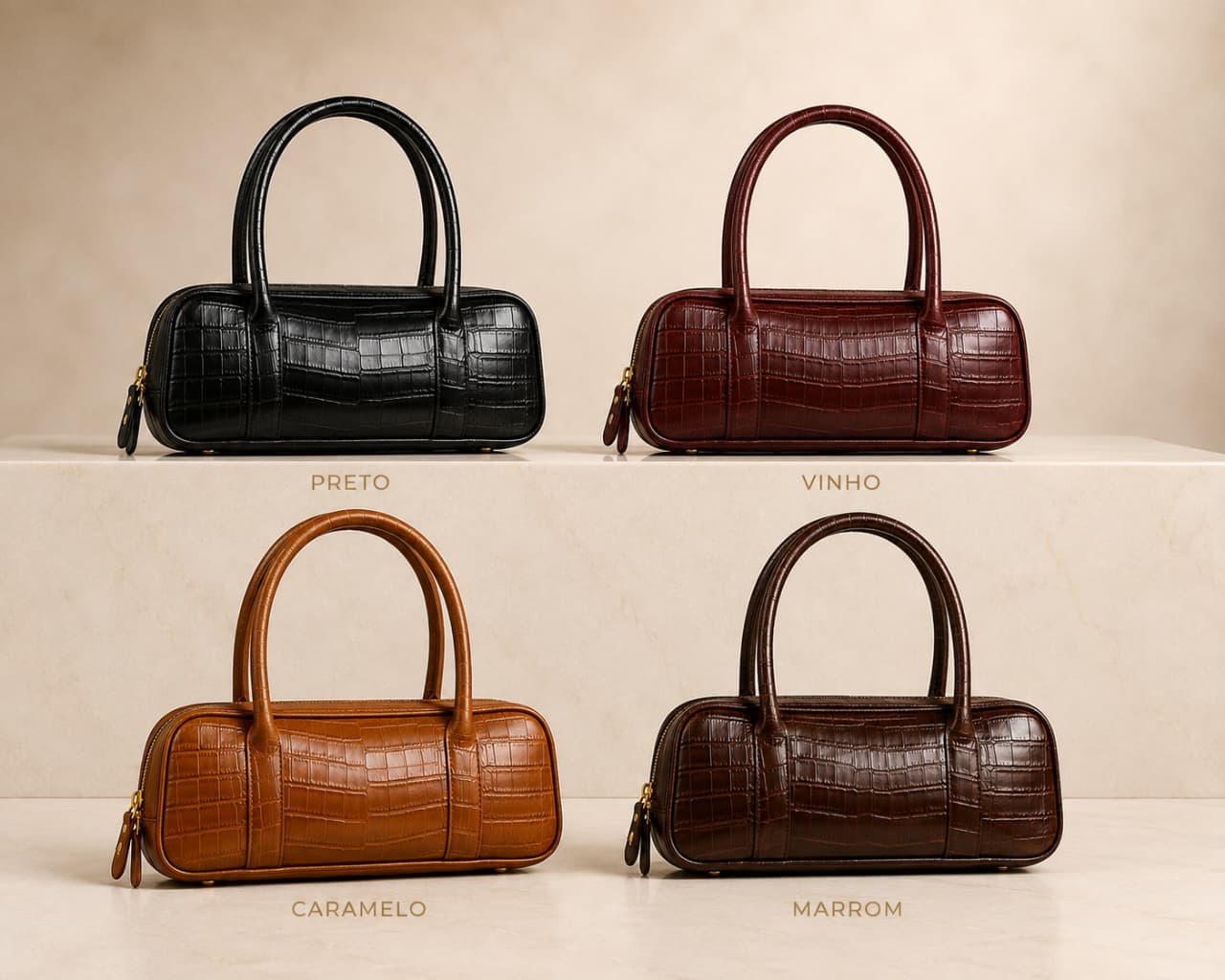 Bolsa baguete inspiração miumiu em couro legítimo croco alça de ombro bolso, com fecho, botão ímã