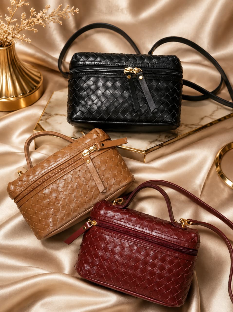 Bolsa beg inspiração surreal em couro legítimo trissê alça de mão e transversal com regulagem
