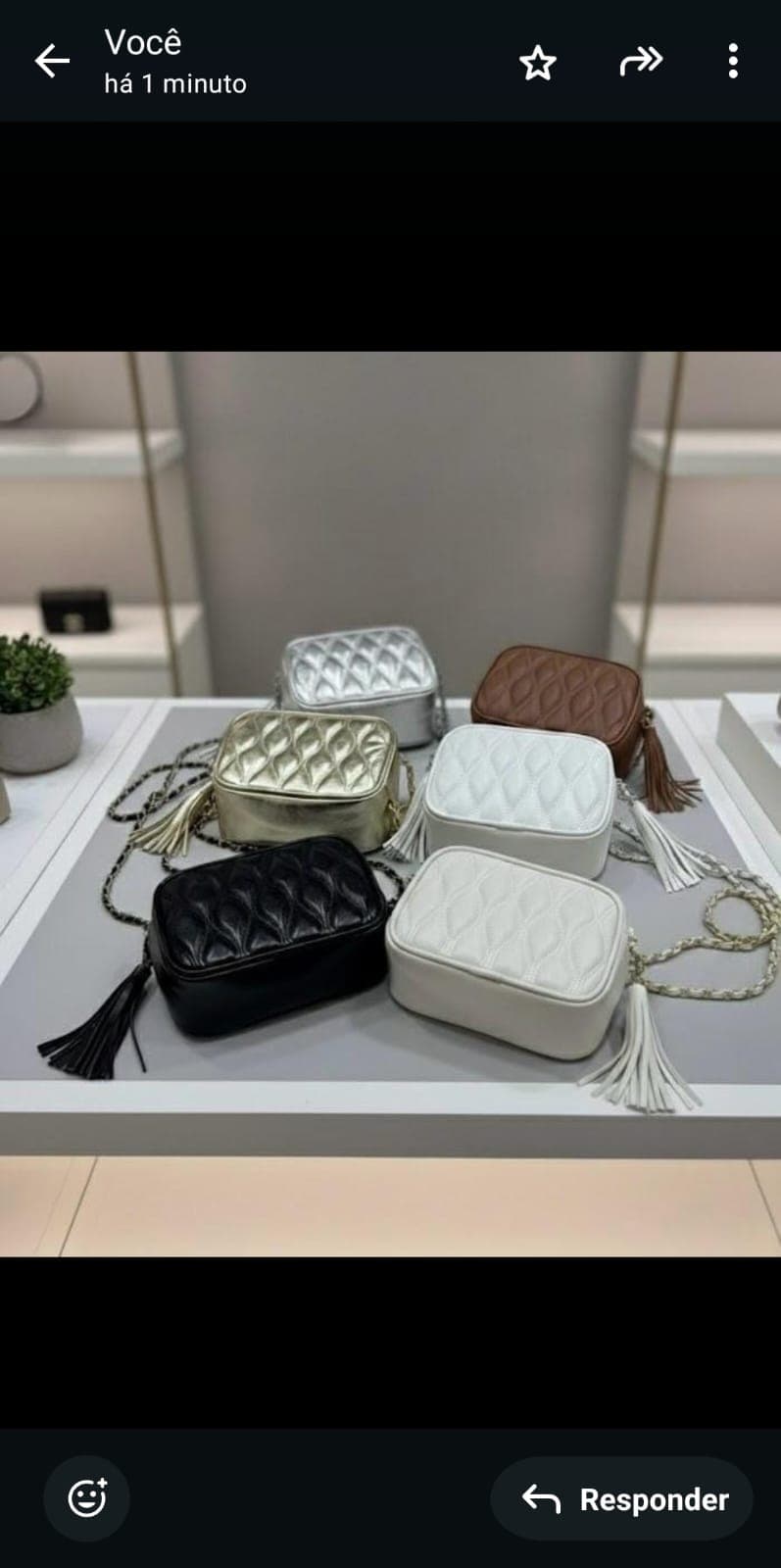 Bolsa inspiração metalizado alça de corrente transada
