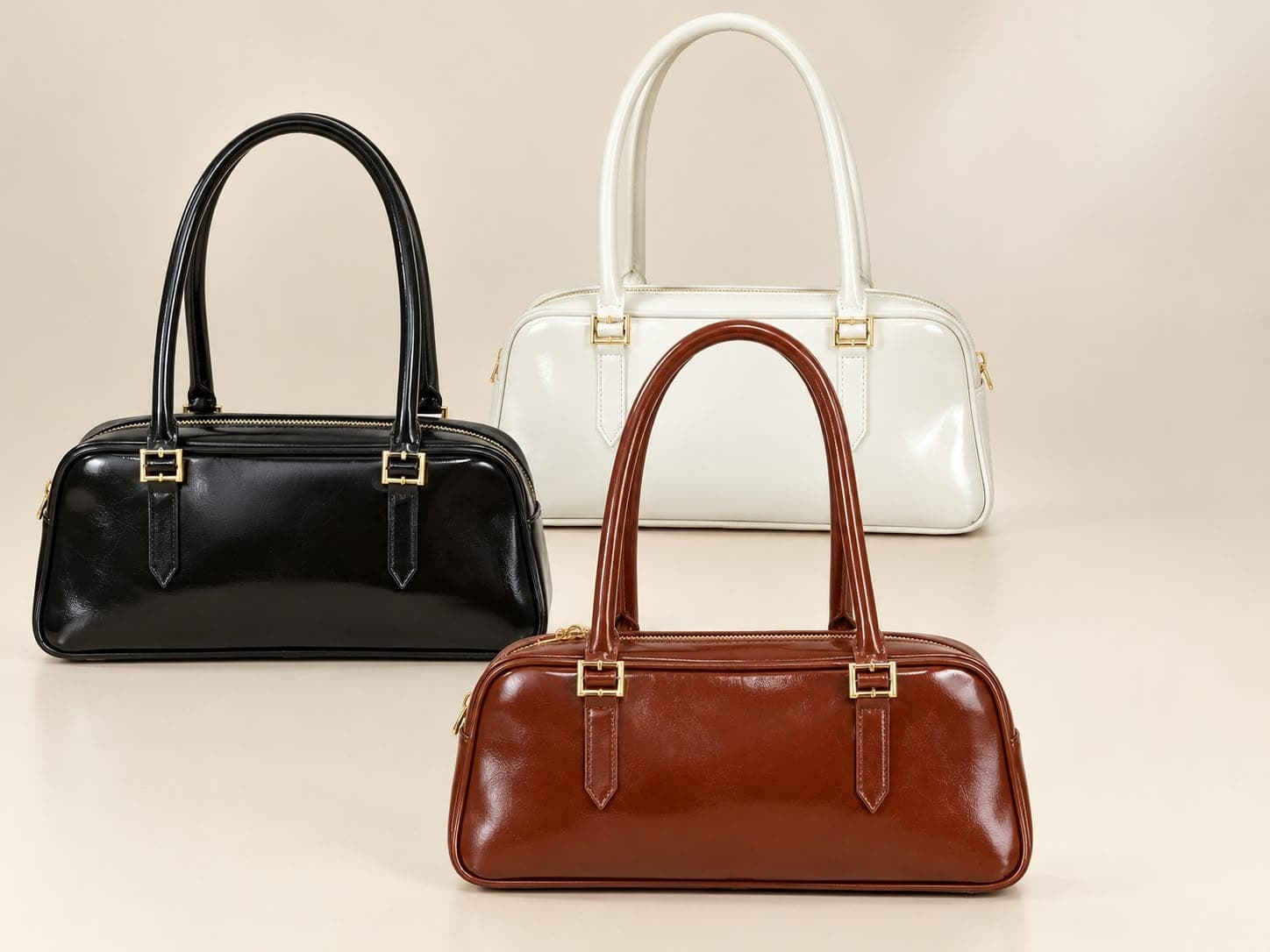 Bolsa baguete inspiração em sintético PU com alça de ombro com fivela e regulagem